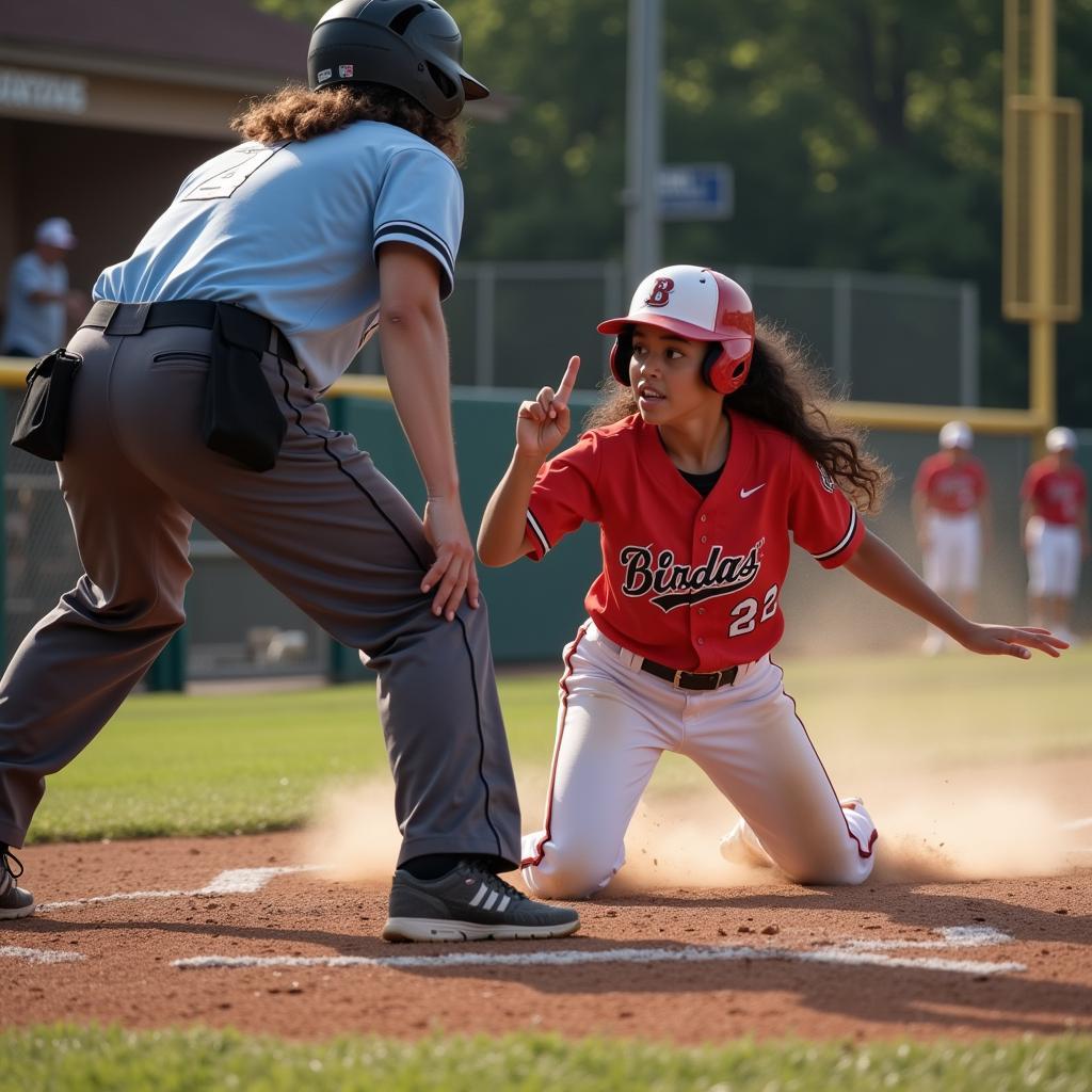 Diamond Jackson slides into home plate for the winning run