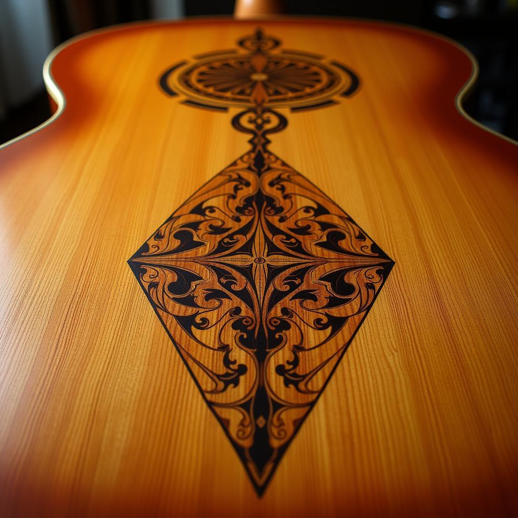 Close-up of a diamondback guitar design