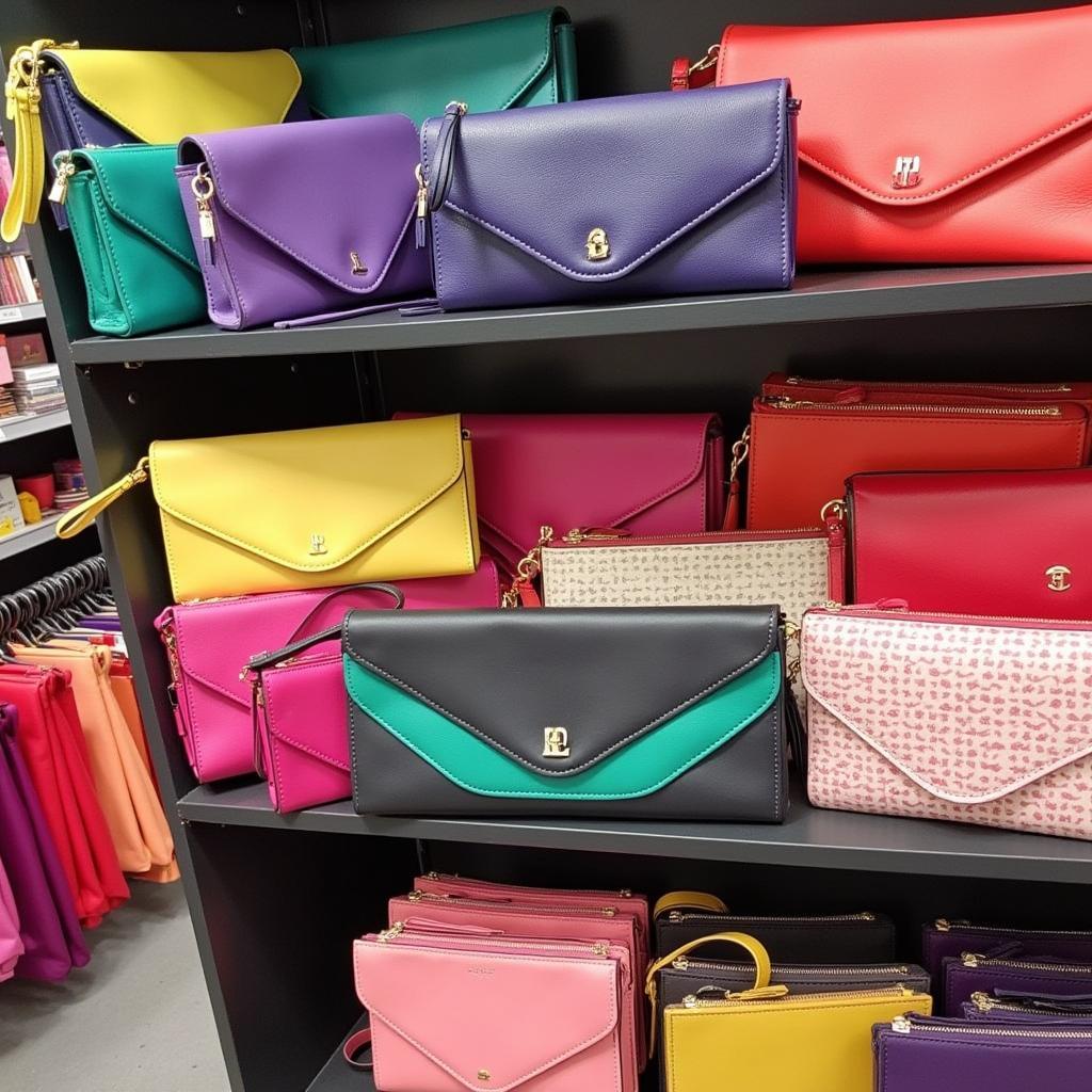 Display of Colorful Wristlet Clutches