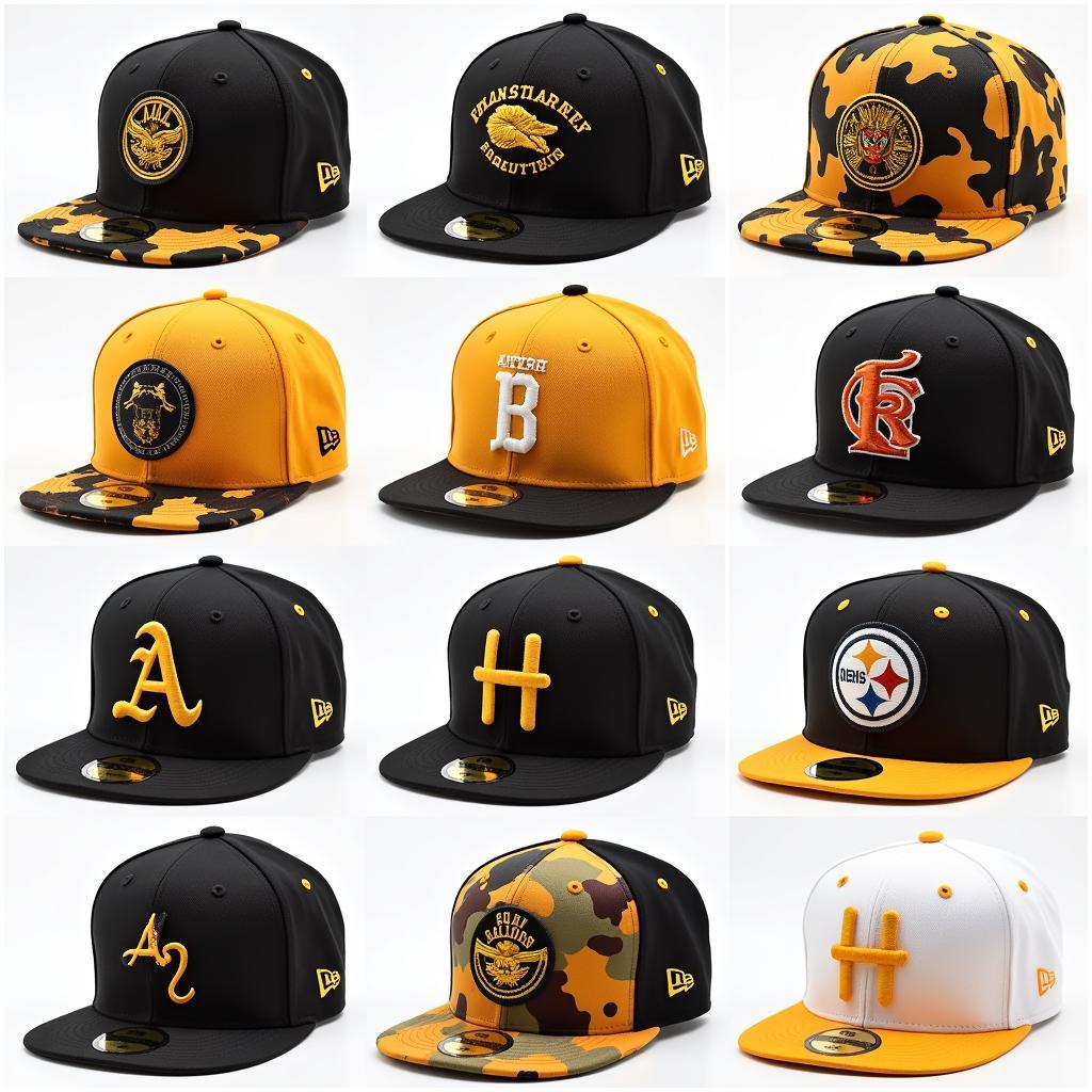 Variety of gold astros hat styles