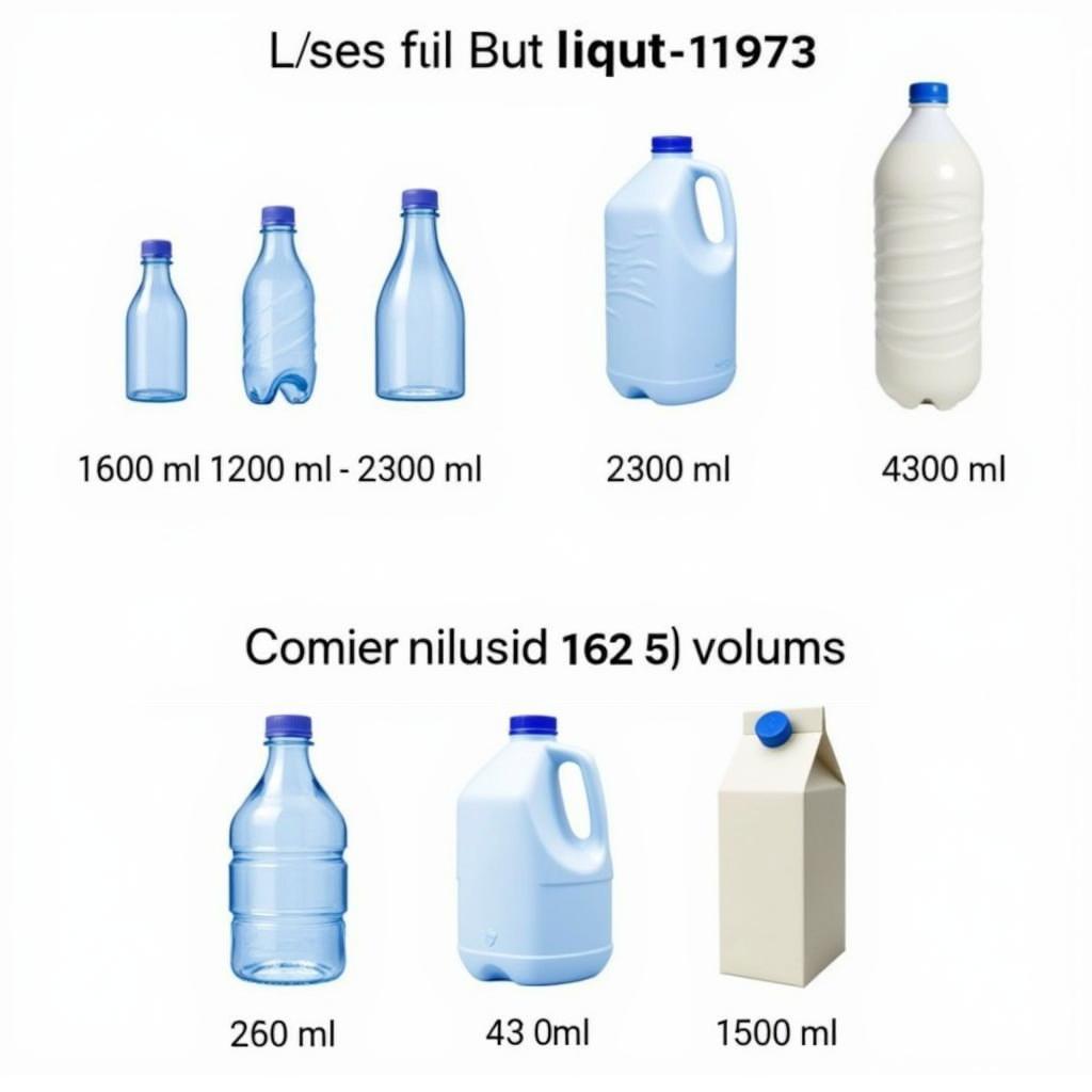 Comparison of different liquid volumes in ml and l