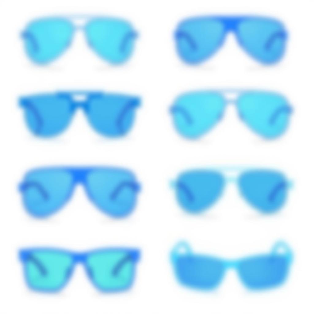 Different styles of blue baseball sunglasses