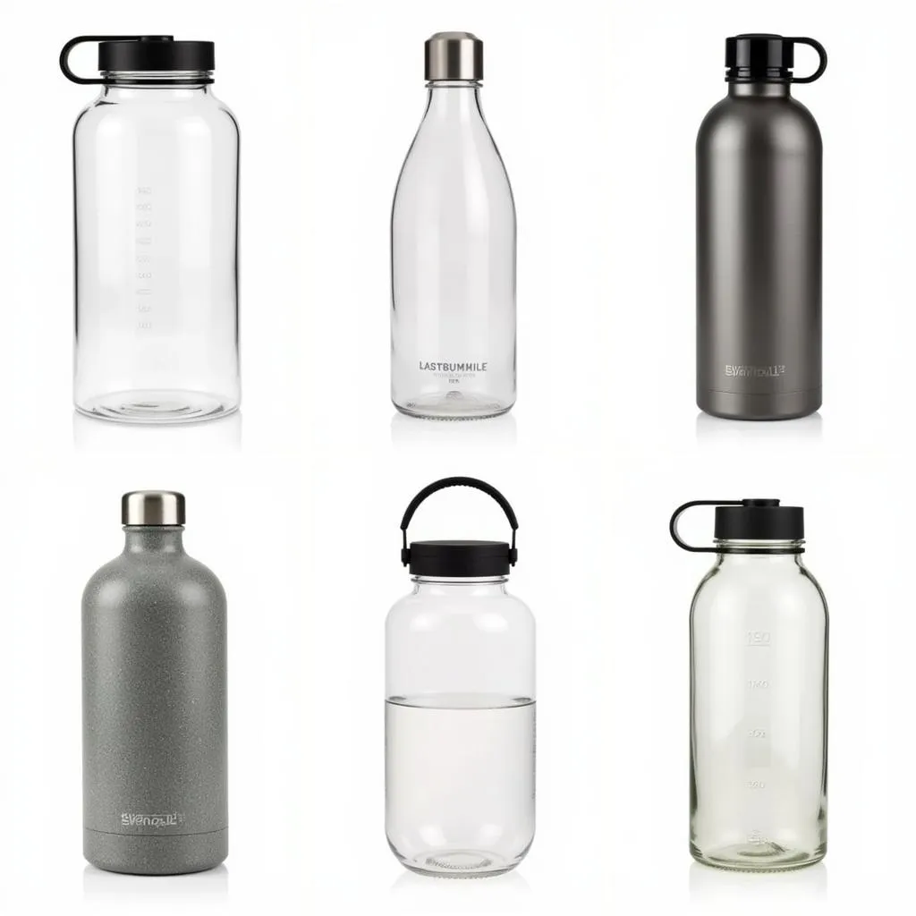 Different types of glass half gallon water bottles