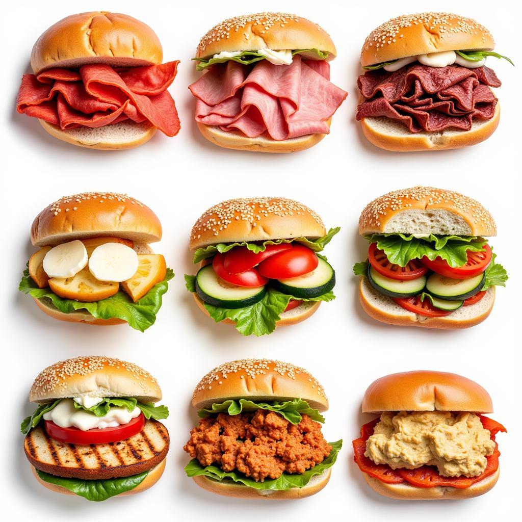 A variety of hero sandwich fillings to choose from