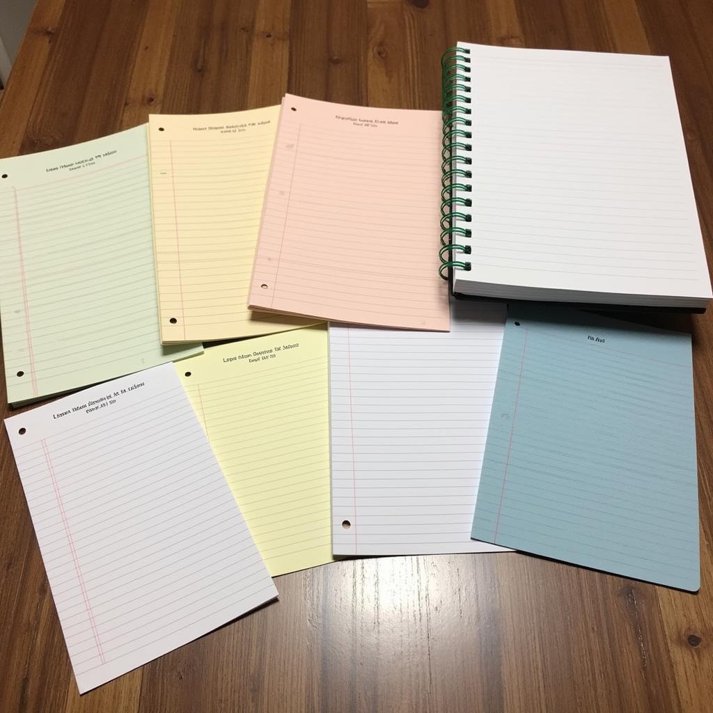 Various legal pads on a table