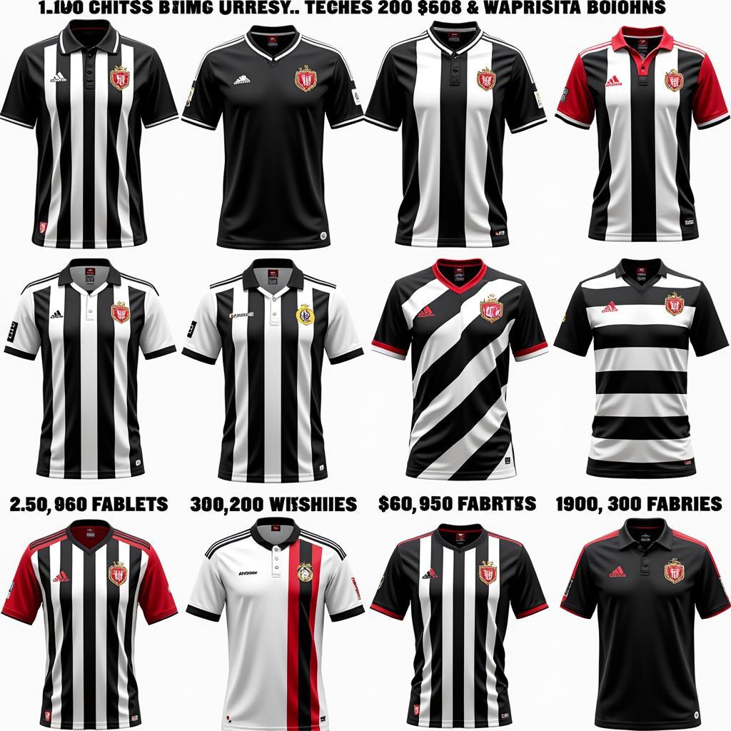 Different variations of the Besiktas dime jerseys throughout history