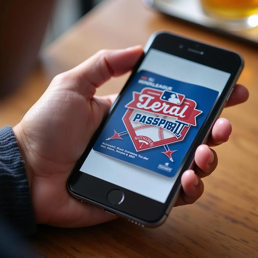 Fan showing a digital minor league baseball passport on their smartphone