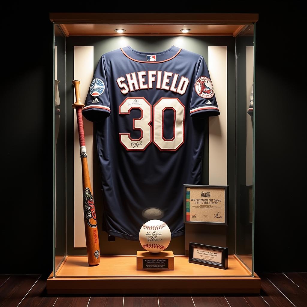 Display Case Housing Gary Sheffield Memorabilia