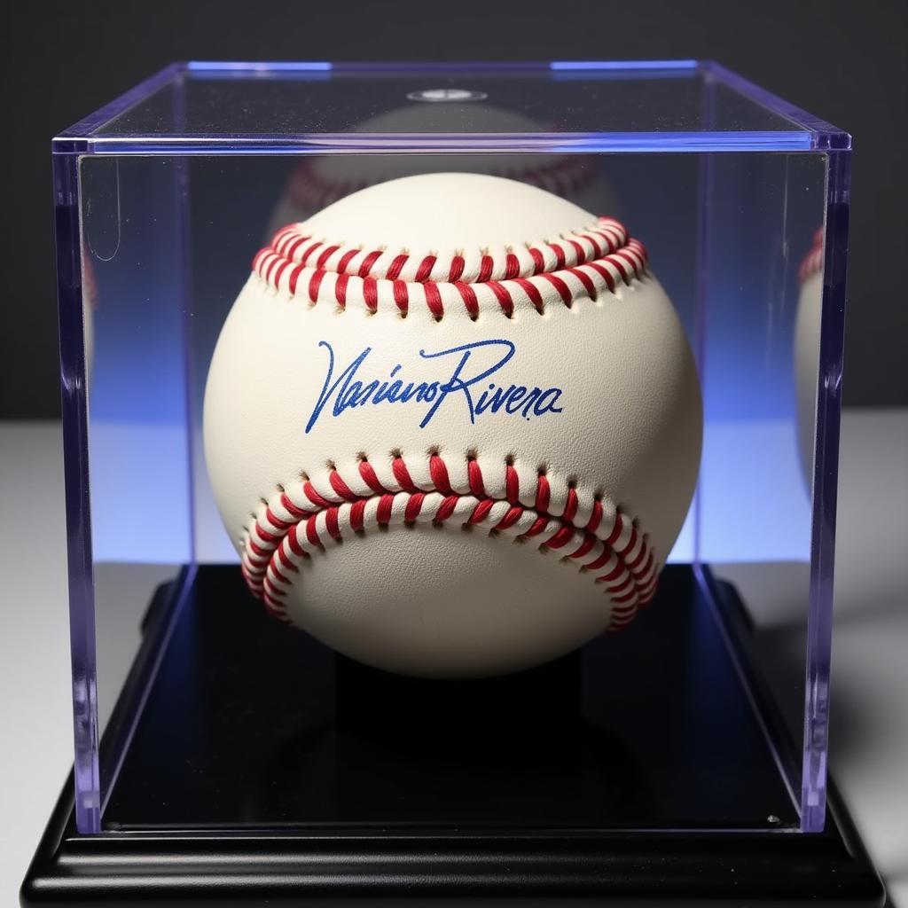 Display Case with a Mariano Rivera Signed Baseball