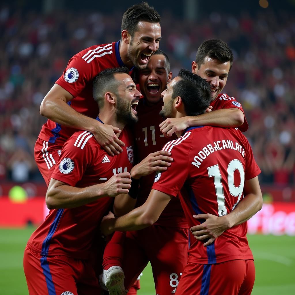 Doc Ellis celebrating a goal with his Beşiktaş teammates