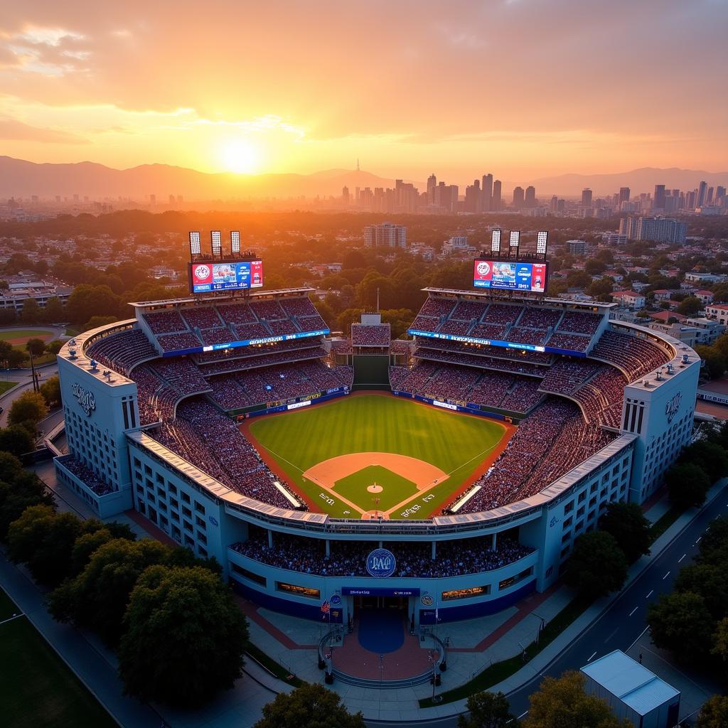 A panoramic view of Dodger Stadium 