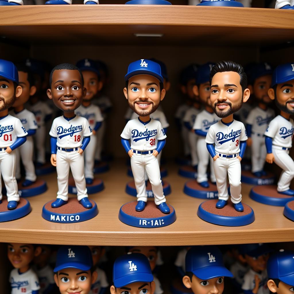 Dodgers Fans Displaying Bobblehead Collection