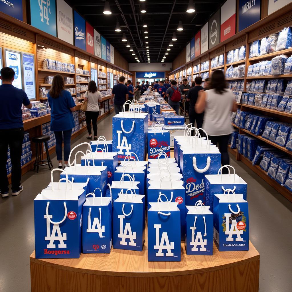 Dodgers Gift Bags on Retail Display