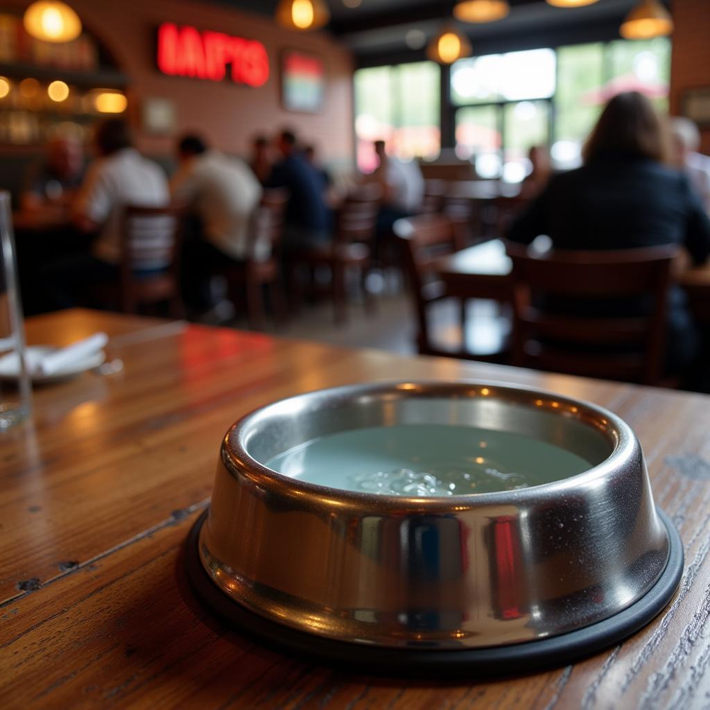 Dog Water Bowl at a BBQ Restaurant in Milwaukee