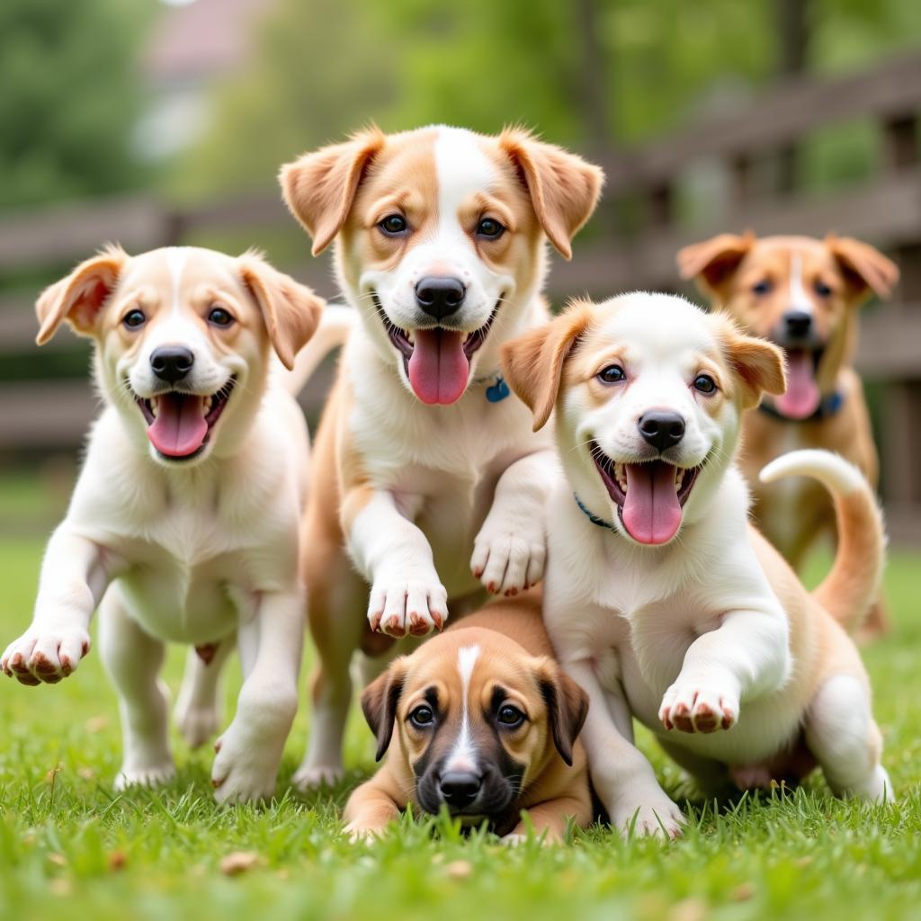 Happy puppies playing at doggy day care in Fond du Lac