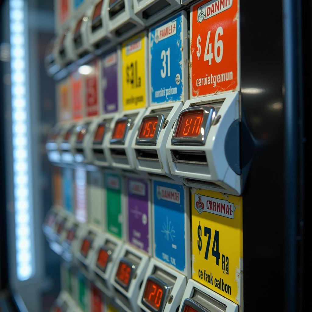 Durable price labels on a vending machine