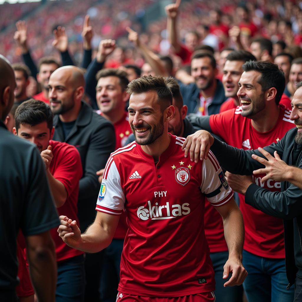 Dylan Scott KC celebrating a victory with Beşiktaş fans