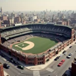 Early Baseball Stadium in Urban Setting