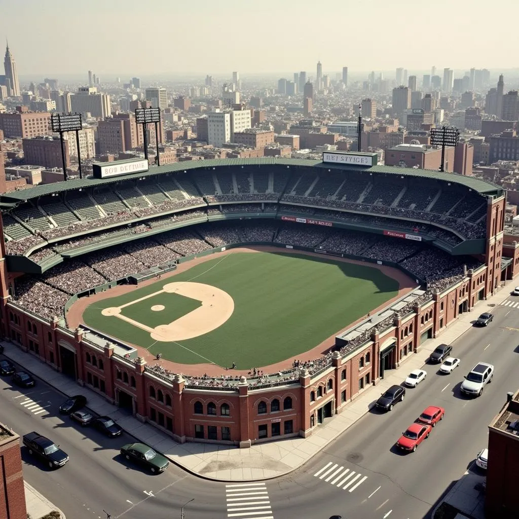 Early Baseball Stadium in Urban Setting