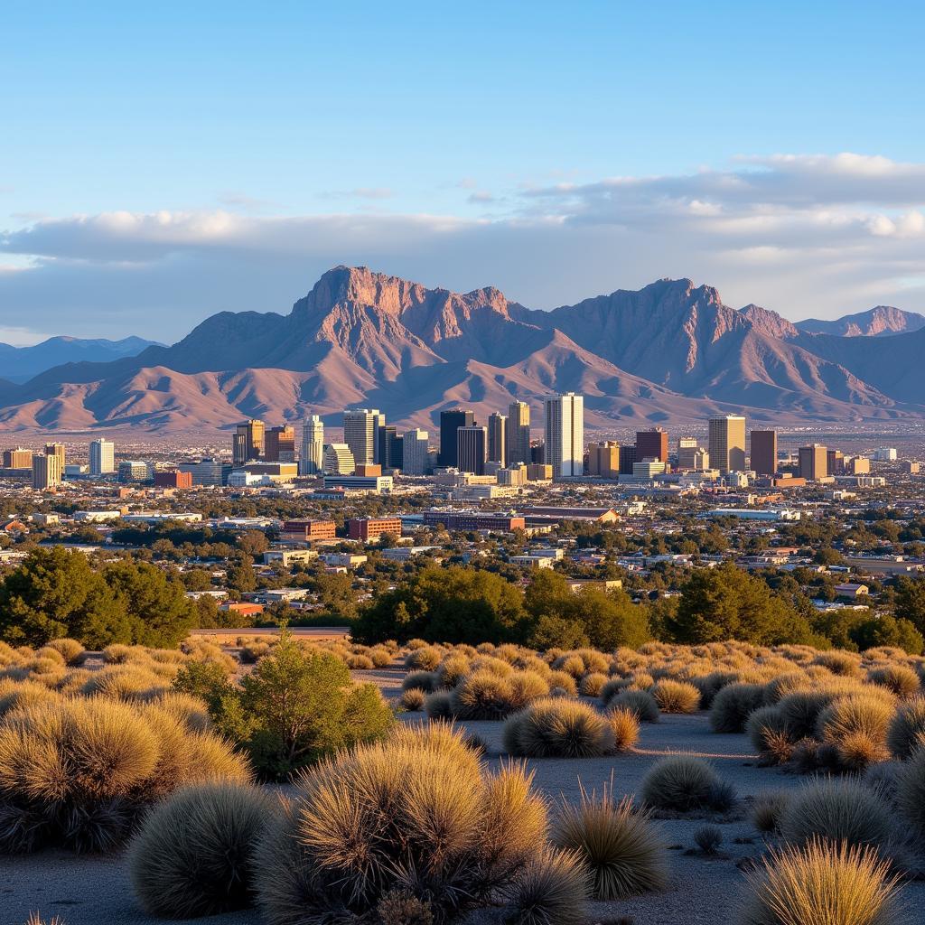 El Paso skyline with the Franklin Mountains in the background