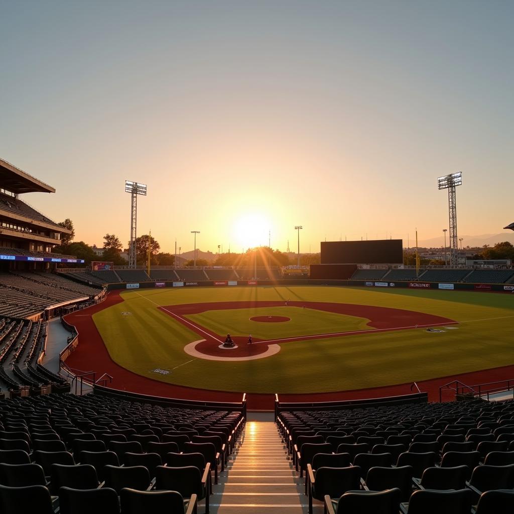 Empty Baseball Field at Sunset: Serenity