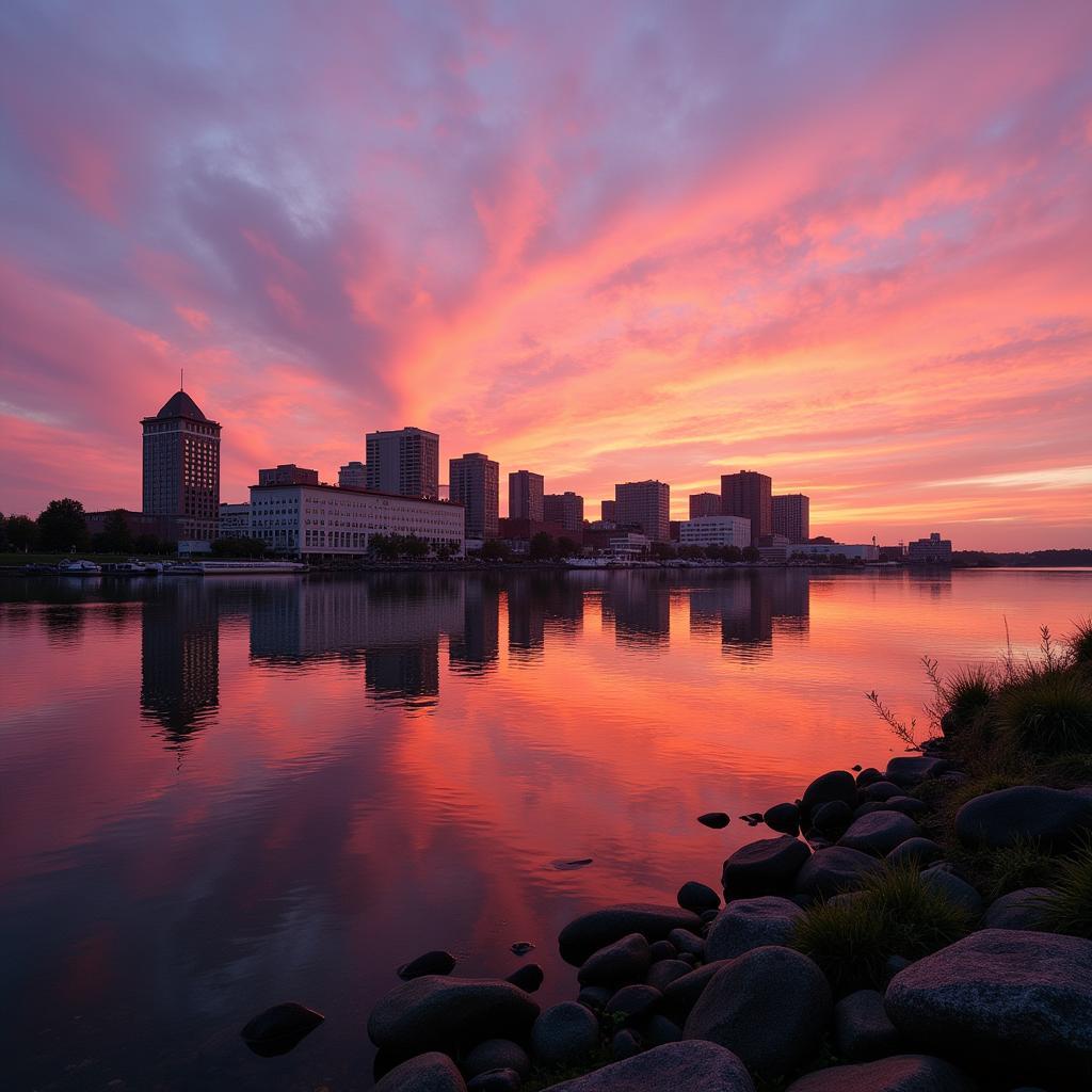 Erie Pennsylvania Cityscape at Sunset