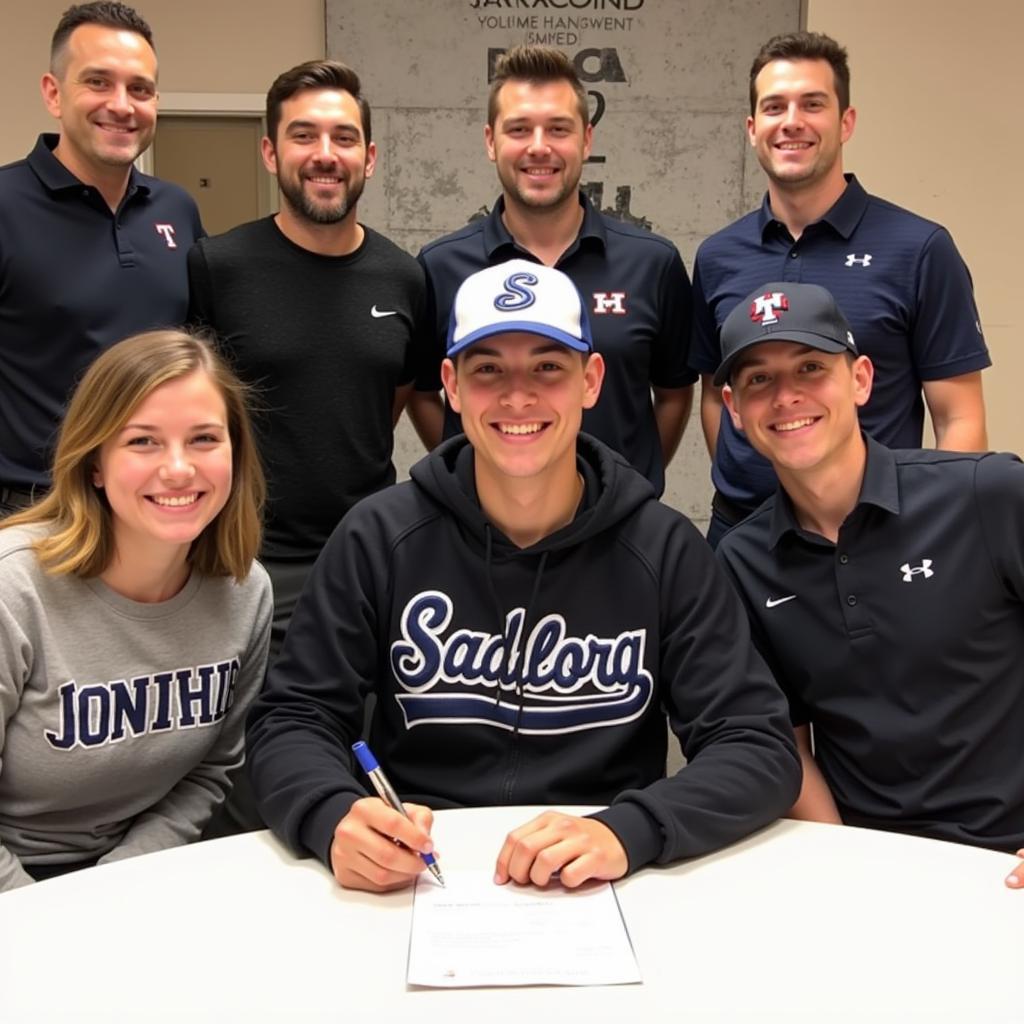 Evan Wise signing his college commitment letter