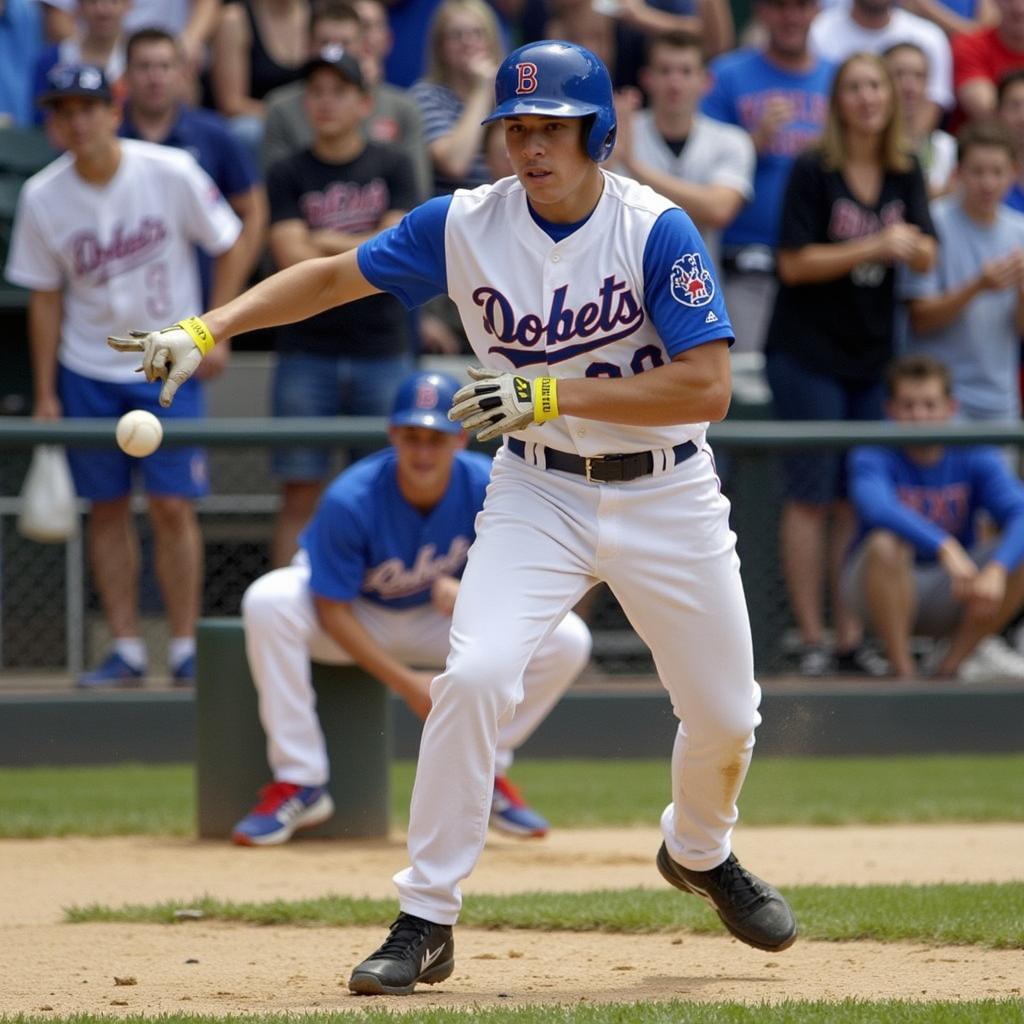 Evan Wise hitting a home run in high school