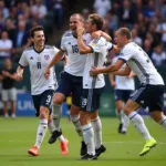 Evan Yarbrough Celebrating a Goal with Teammates