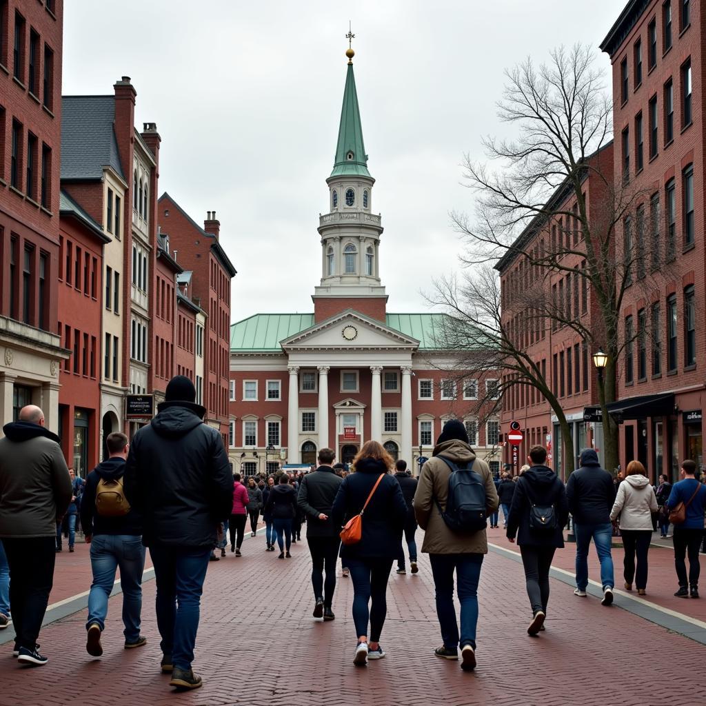 Tourists exploring historical landmarks in Boston