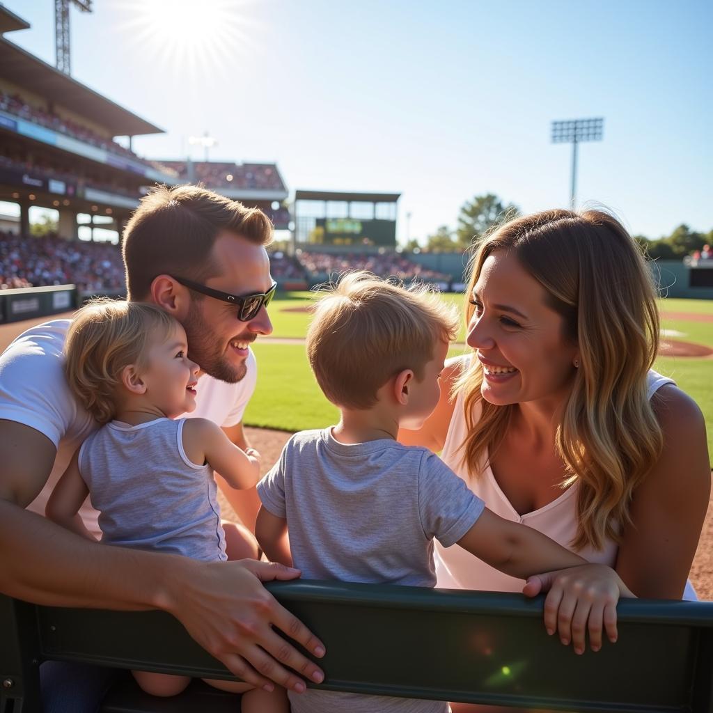 Family Enjoying a Minor League Baseball Game