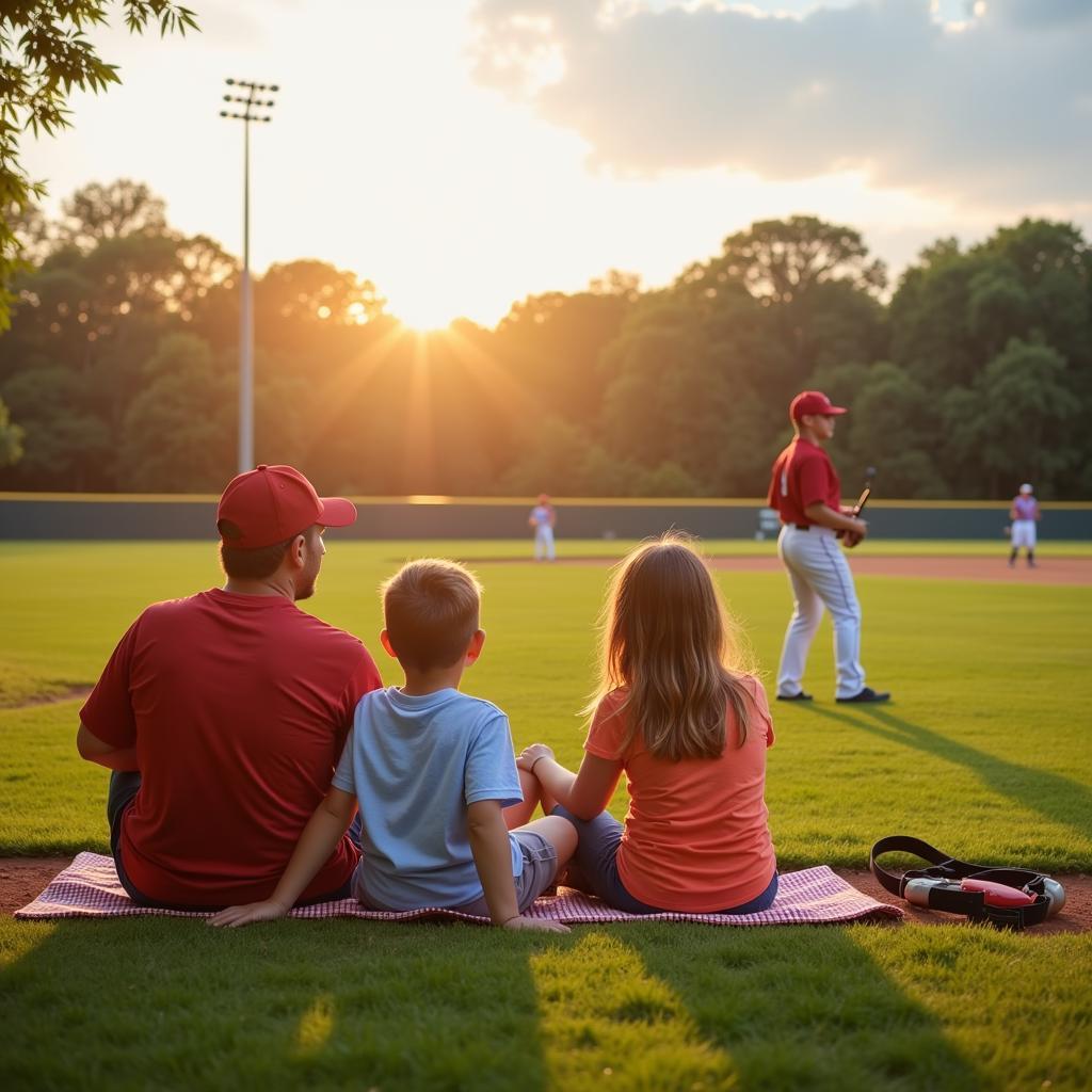 Family enjoying a baseball game