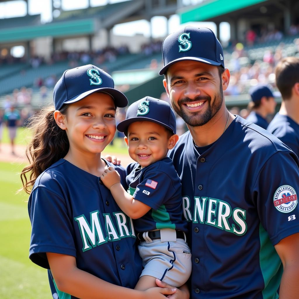 Family enjoying Mariners Little League Day at T-Mobile Park