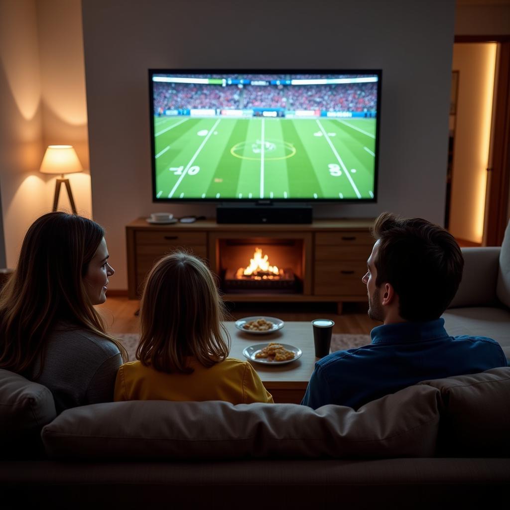 Family Enjoying an NFL Game on TV