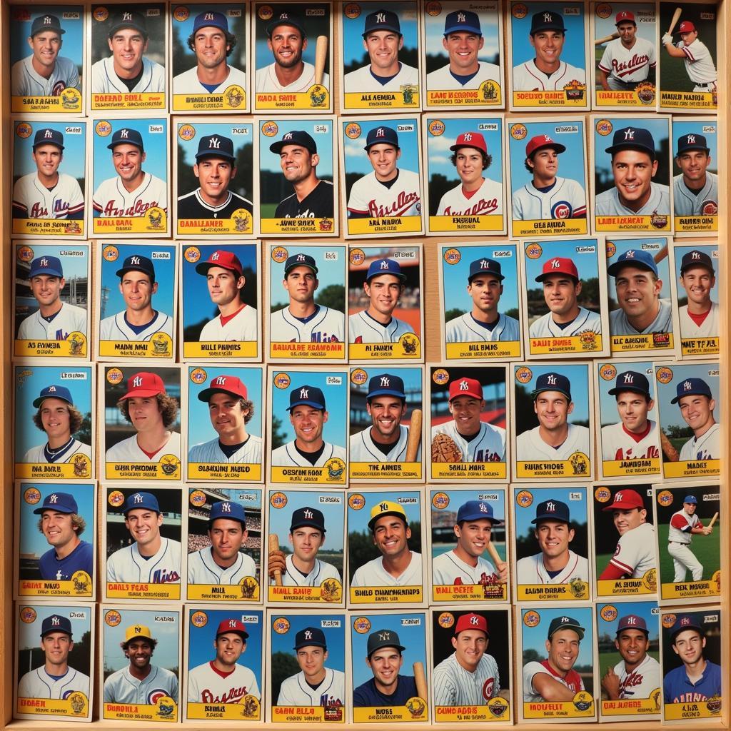 A collage of baseball cards featuring players with iconic nicknames like "Mr. October" and "The Splendid Splinter".