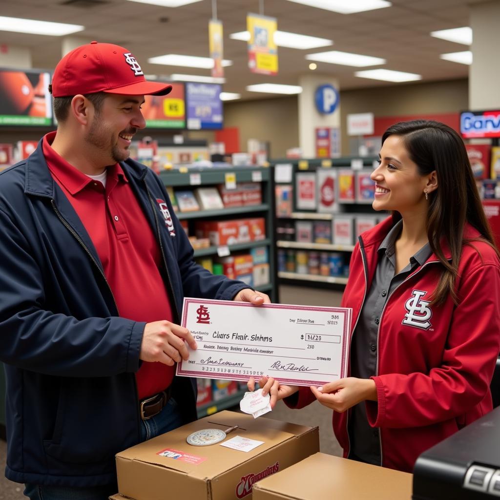 Fan Using St. Louis Cardinals Check at Register