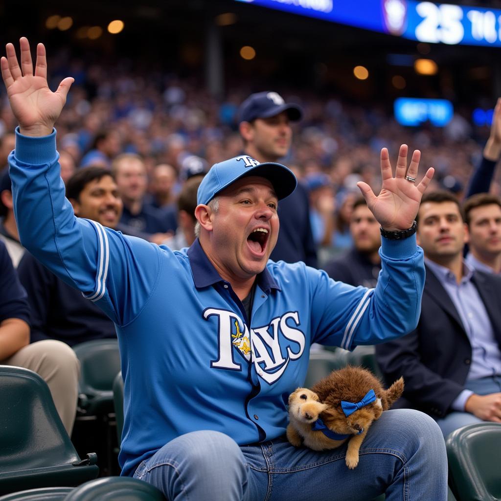 Fan Wearing Tampa Bay Rays Socks at a Game