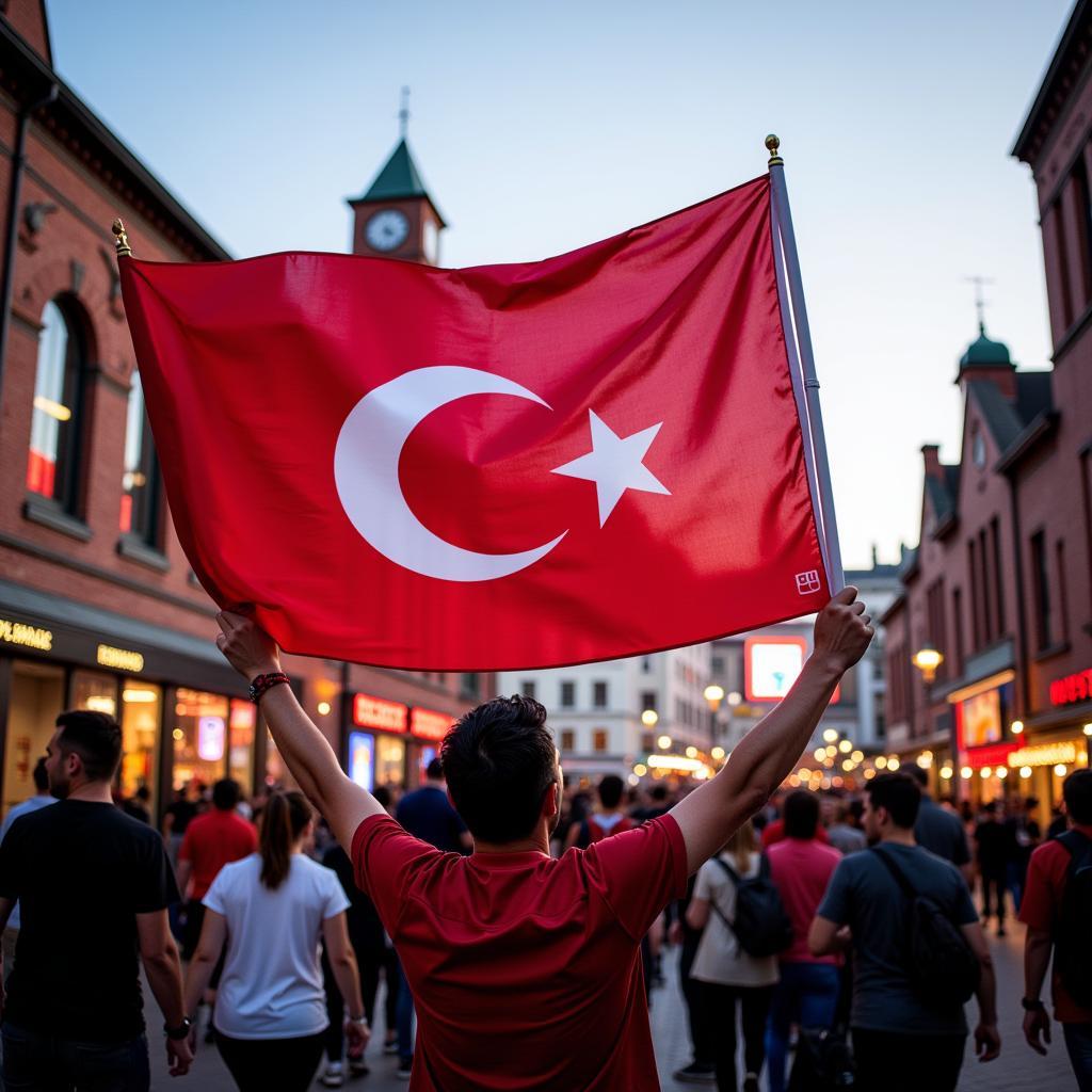 Besiktas flag waving proudly at Faneuil Hall Marketplace