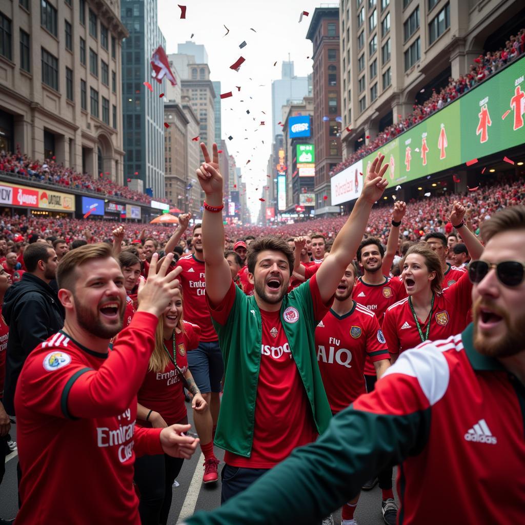 Fans Celebrating in City Street