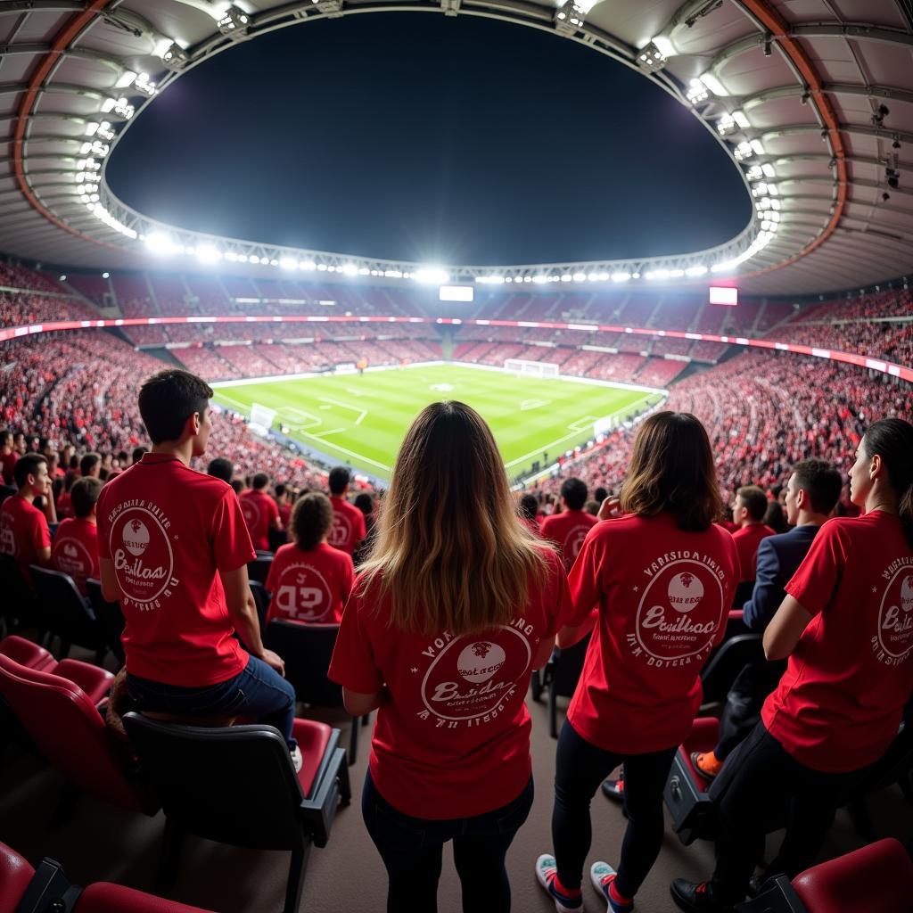 Fans wearing Besiktas Women's Rights T-shirts at a Match