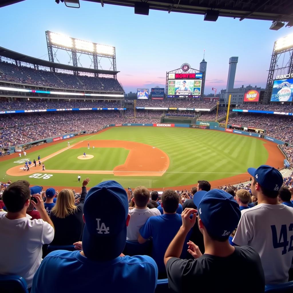 Fans Wearing Dodgers 42 Hats at Game