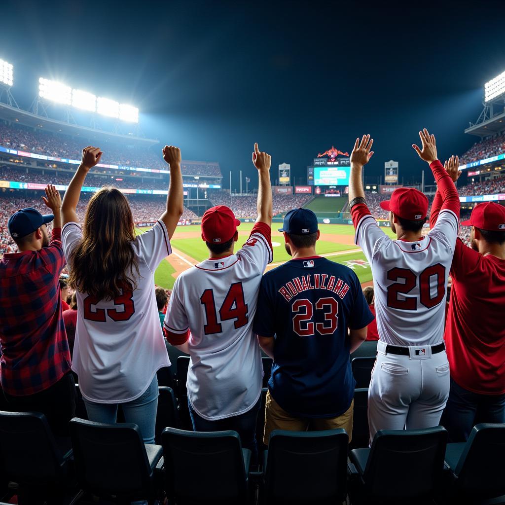 Cheering Fans Sporting a Colorful Array of MLB Jerseys