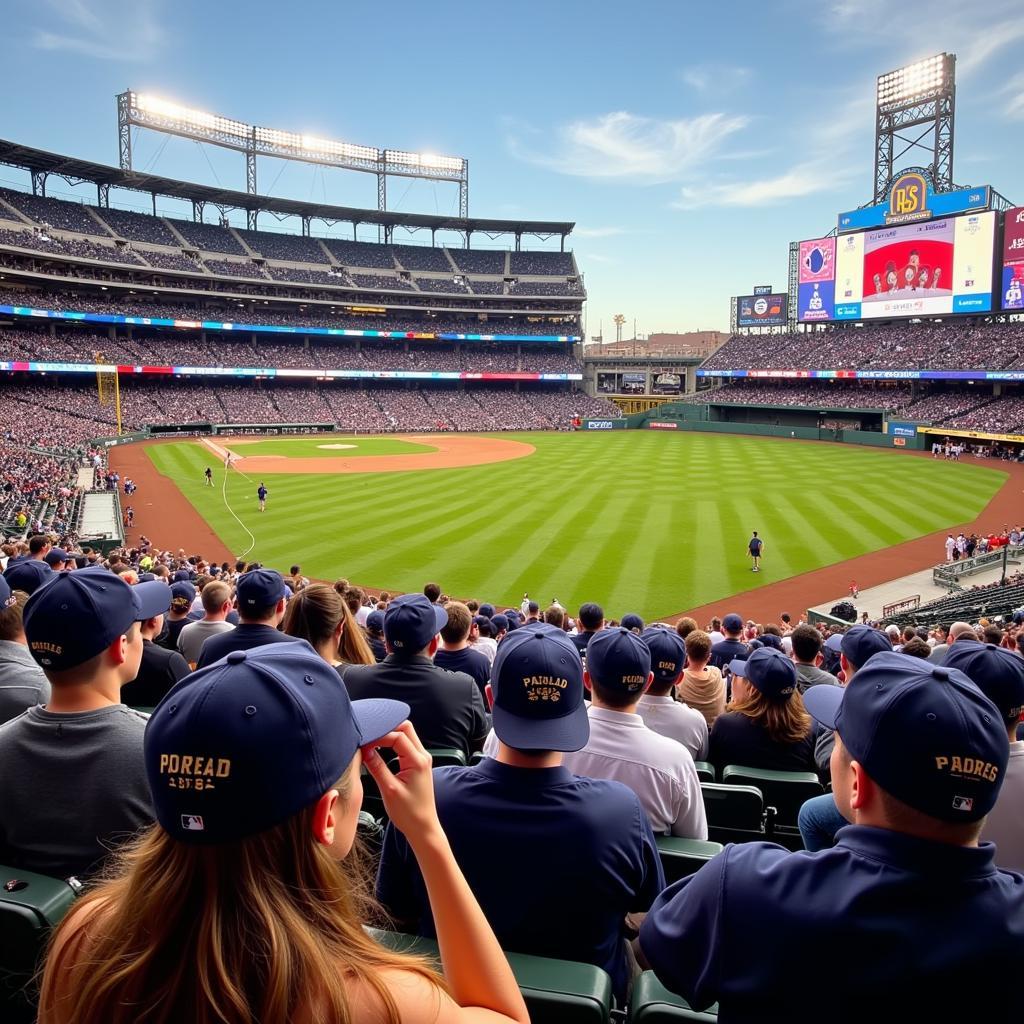 Fans Sporting Padres 1984 Hats at a Game