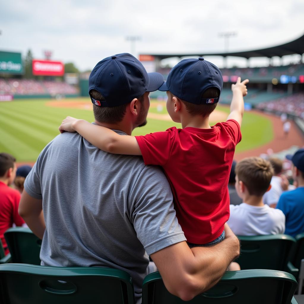 Father and Son at Baseball Game