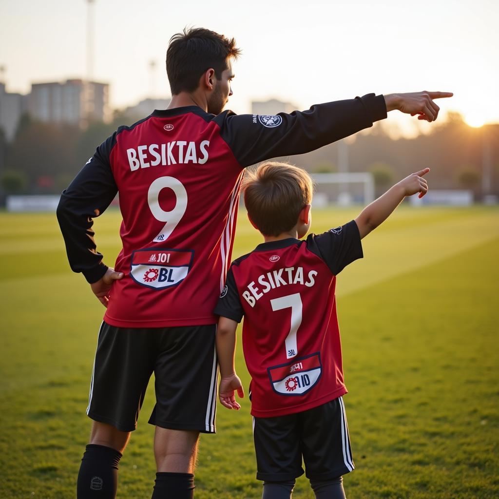 Father and Son Wearing Besiktas Jerseys