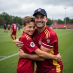 Father and Son Athletes Celebrating Victory