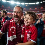 Father and Son Celebrating Besiktas Victory