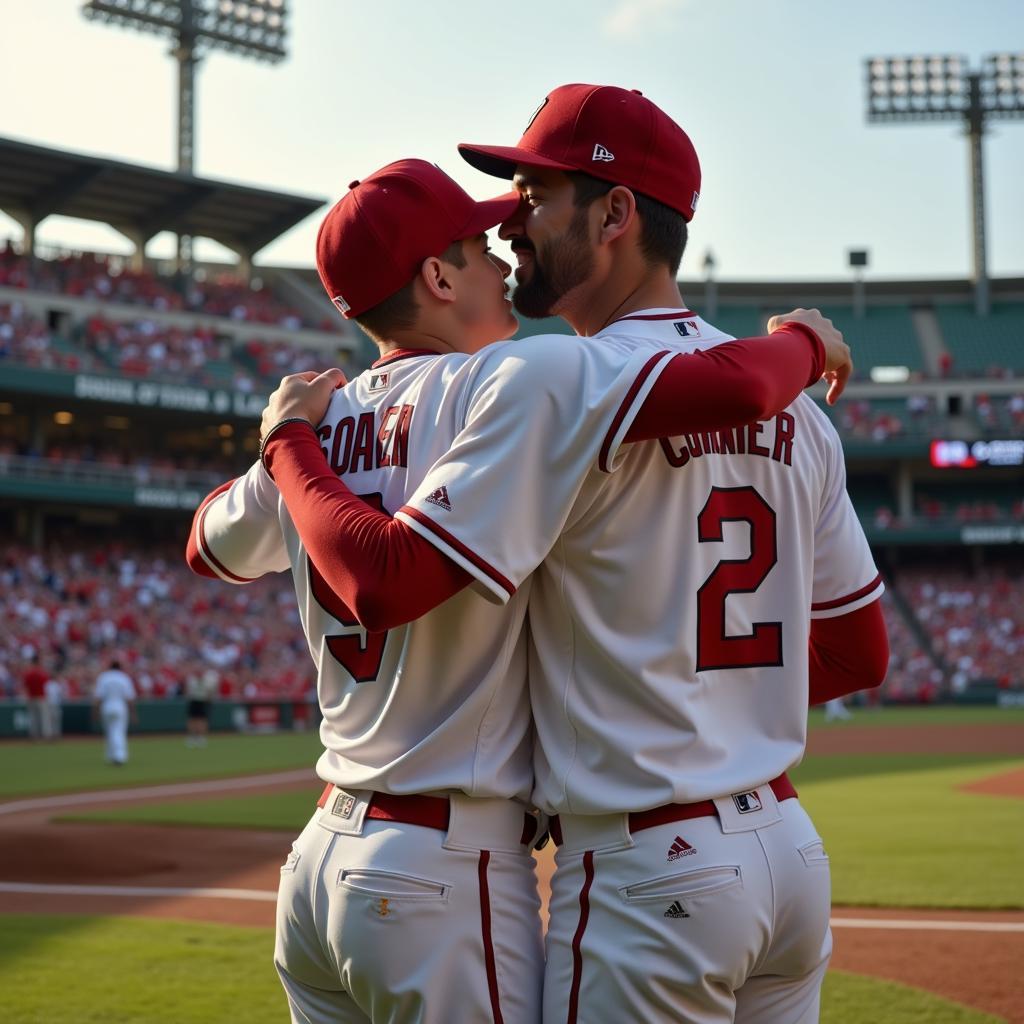 MLB Father and Son Celebrating a Victory