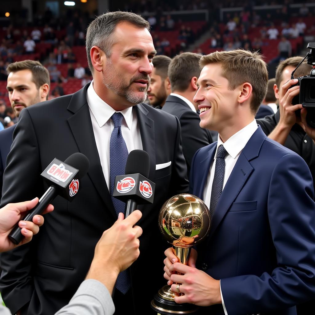 Father and Son in a Post-Game Interview