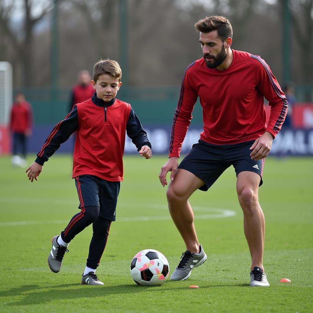 Father and son training together at Besiktas Academy